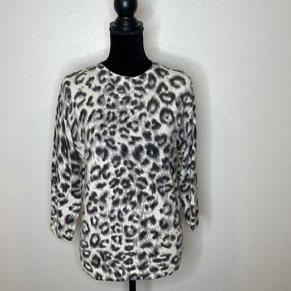 Talbots 100% Cashmere Sweater - Animal Print - Size Medium